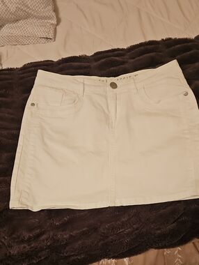 The Classic White Denim Mini Skirt